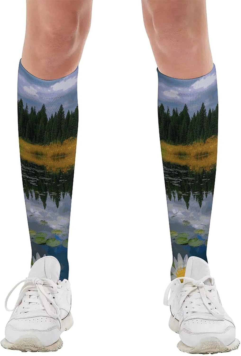 Flower Lake Pond Reflection Socks Soccer Sock Hockey Sock Basketball Socks Baseball,Softball,Volleyball,Lacrosse,Soccer for Men, Women,Team Sports It's The Best Gift for Her