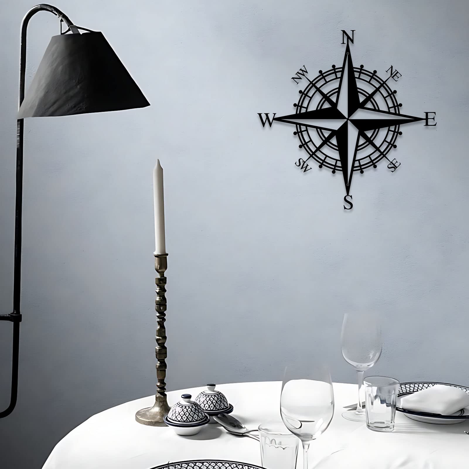 ruelen 36CM Metal Decorative Nautical Compass Wall Decor - Image 3