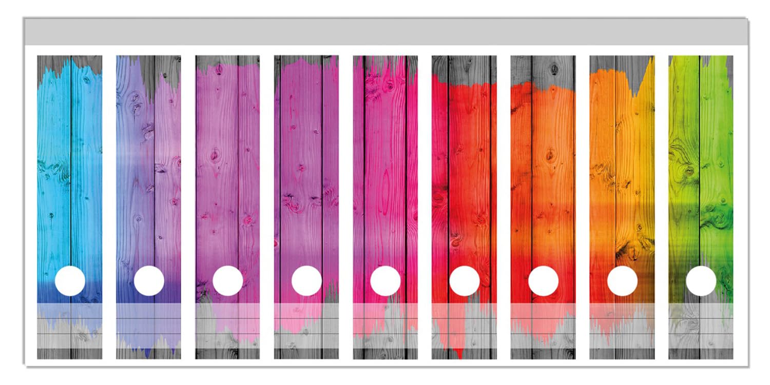 Wallario Ordnerrücken-Aufkleber Regenbogen - Bunte Organisation Fürs Büro