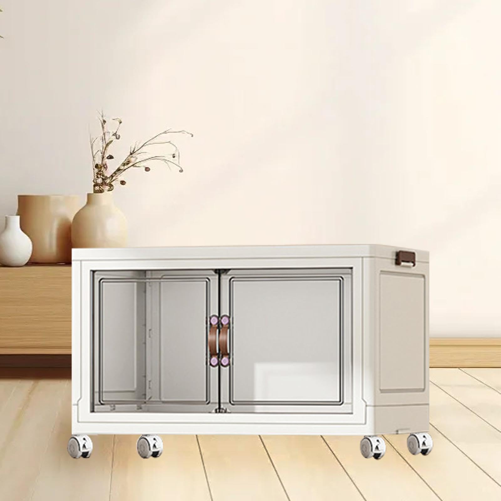 LOVIVER Faltbarer Lagerschrank, stapelbare Lagerbehälter, vielseitig einsetzbar, leicht, leicht zu transportieren, Lagerbehälter für Wohnungen und Wohnheime, Weiß 1 Lage 55 cm