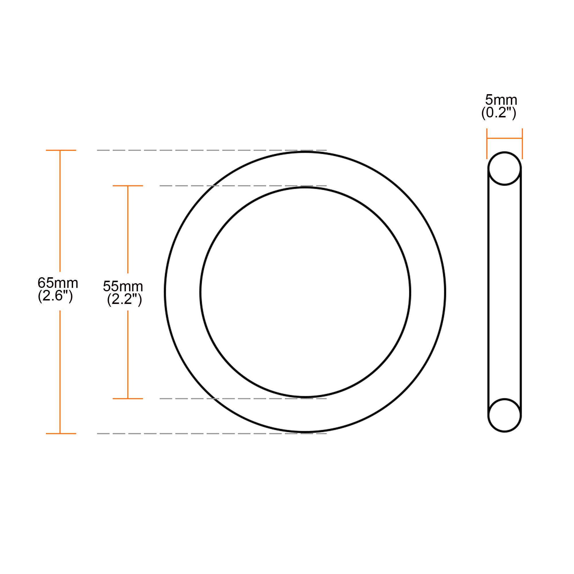 Sourcing Map Joints Toriques En Nitrile Caoutchouc 65mm OD 53.6mm ID 5.7mm Largeur Métrique Joint Étanchéité Paquet De 10