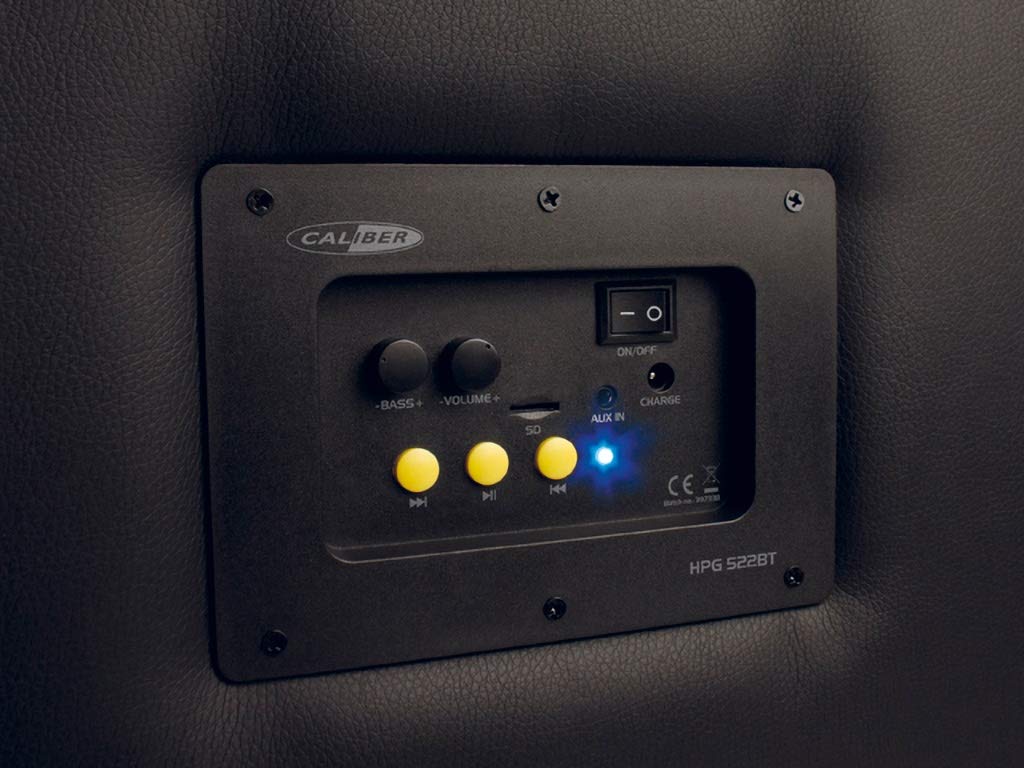 Caliber Głośnik Bluetooth – taboret z wbudowanym pudełkiem Bluetooth – 3 głośniki – wygodny i elegancki – czarny – 5 godzin akumulatora