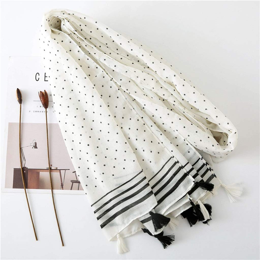 Bufanda de algodón para Mujer, hiyab con Estampado de Puntos, chales y chales, Borla Larga, Foulard para Mujer, Bandana