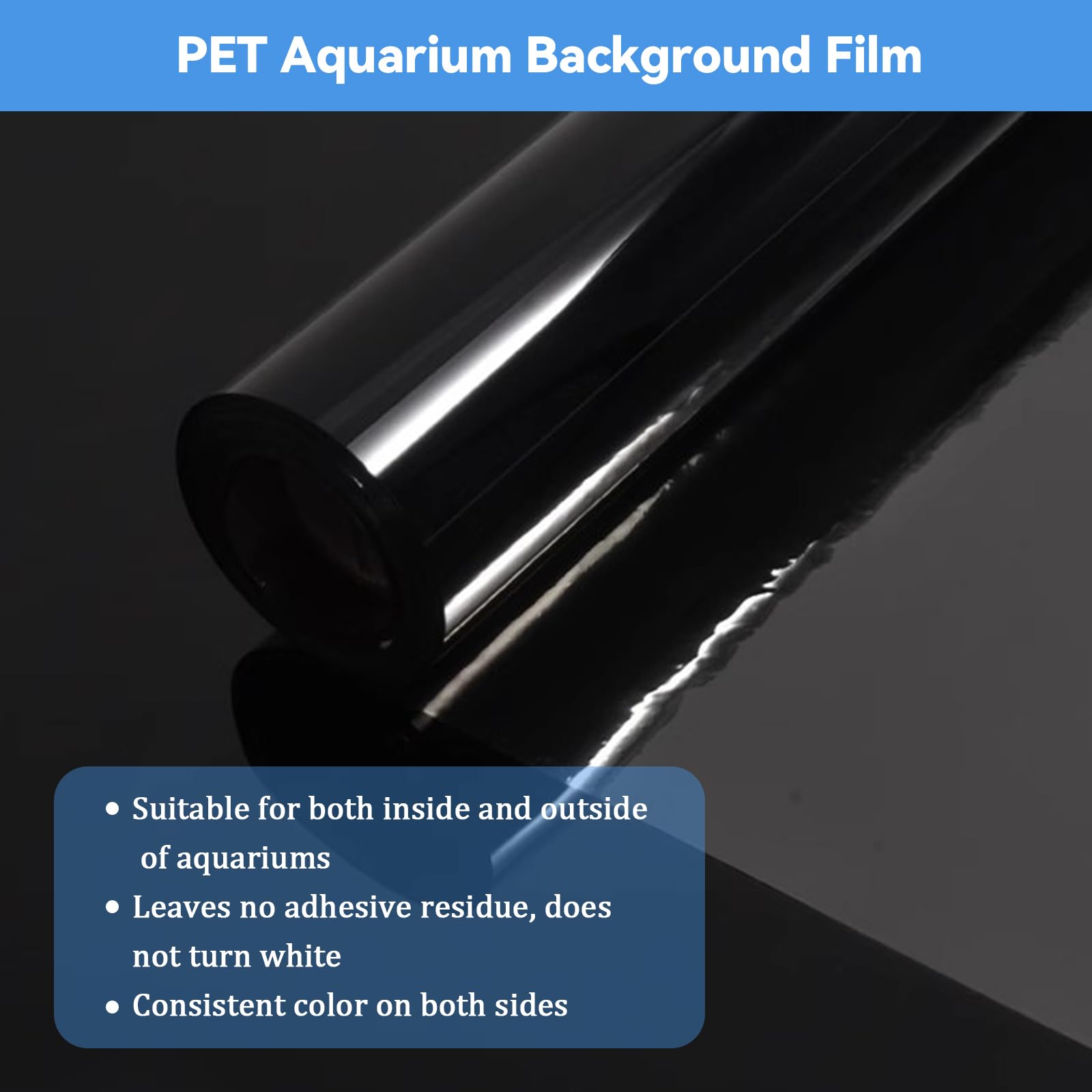 CHENGCKJ Adesivo Statico Sfondo Acquario 40x400 cm Pellicola per Parete Posteriore dell' Acquario Nera con Adesivo Pellicola Autoadesiva per Acquario Pellicola di Sfondo Acquari per Terrari