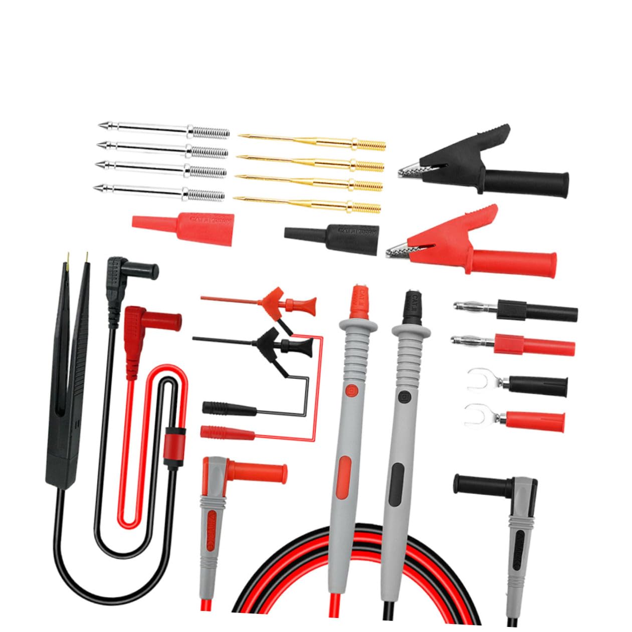 Cabilock Puntali Multimetro Kit Sonde Elettriche con Clip a Molla e Spina Banana Accessori Tester Circuiti per Strumento di Misura Elettrico Durata e Precisione Professionale