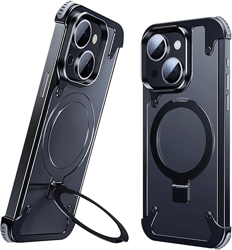 Miniatura 9 de Losin Soporte magnético para iPhone 15 de metal sin marco compatible con MagSafe protección contra caídas Funda delgada a prueba de golpes con