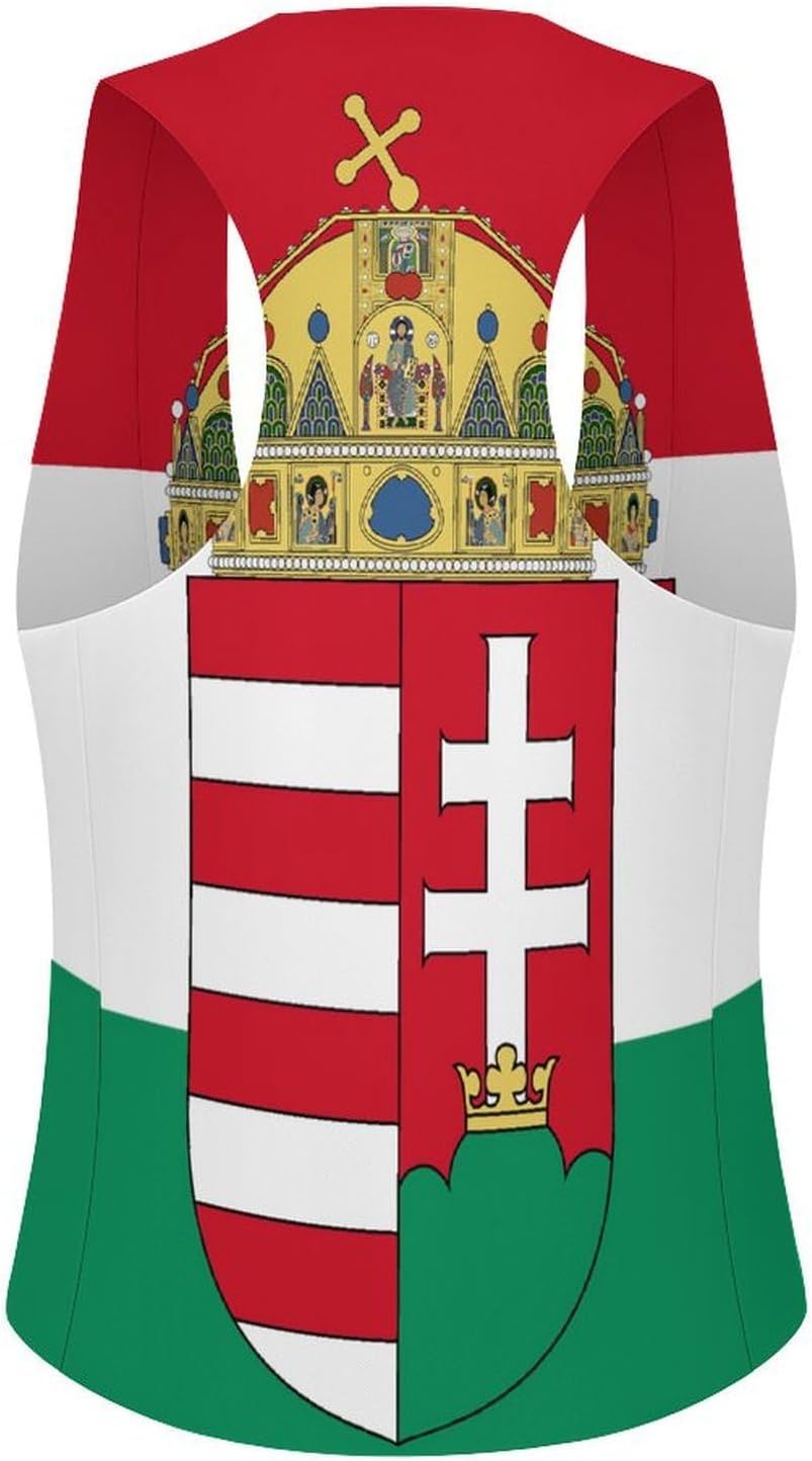 Hungarian Flag Hungary Emblem Women's Tuxedo Waistcoat Suit Vest | 3 Button V-Neck Slim Fit Casual Sleeveless Top