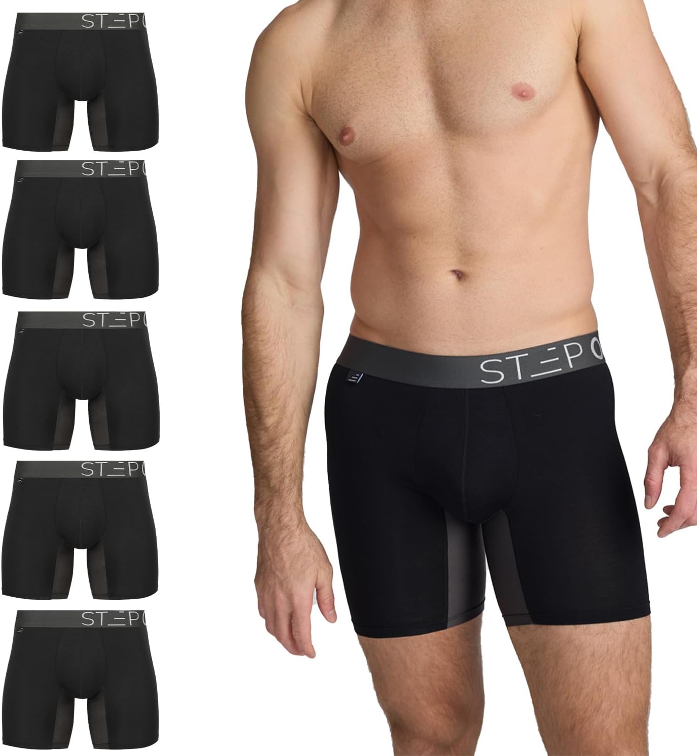 Mens Boxer Briefs, Underwear for Men Pack of 5, Anti Chafing Mens Underwear, Comfortable Moisture-Wicking Boxers