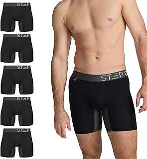 STEP ONE Mens Boxers Shorts Multipack, 5 Pairs, Anti Chafing Underwear for Men, Moisture-Wicking Boxer Shorts with 3D Pouc...