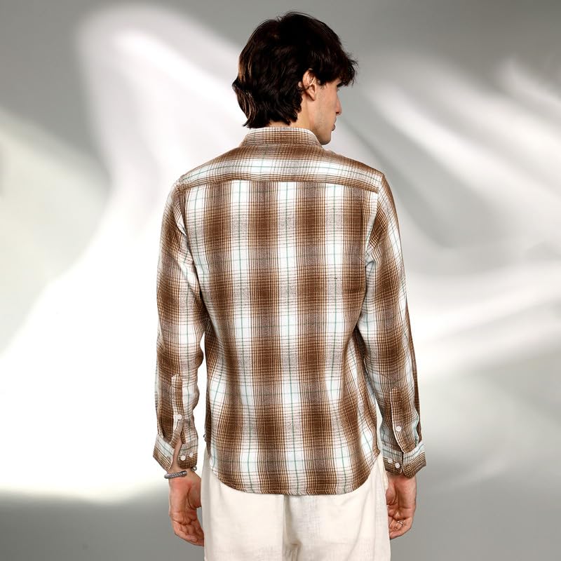 Image of CAHOOT Men's Polycotton Regular Fit Shirt Casual Wear | Spread Collar | Long Sleeve | Button Closure | Shirt Crafted with Comfort Fit for Everyday Wear