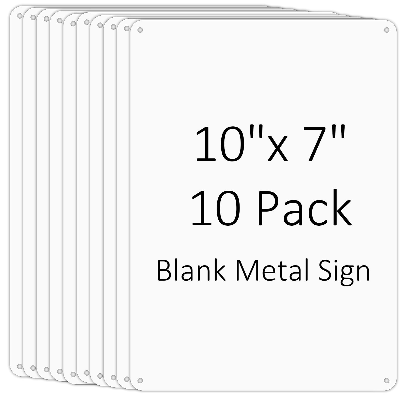 10 Pack Blank Aluminum Signs, 10x7Inch Sublimation Metal Blanks Write-On Sign for Heat Transfer, Vinyl, Write, Ink Print- White -Easy to Install