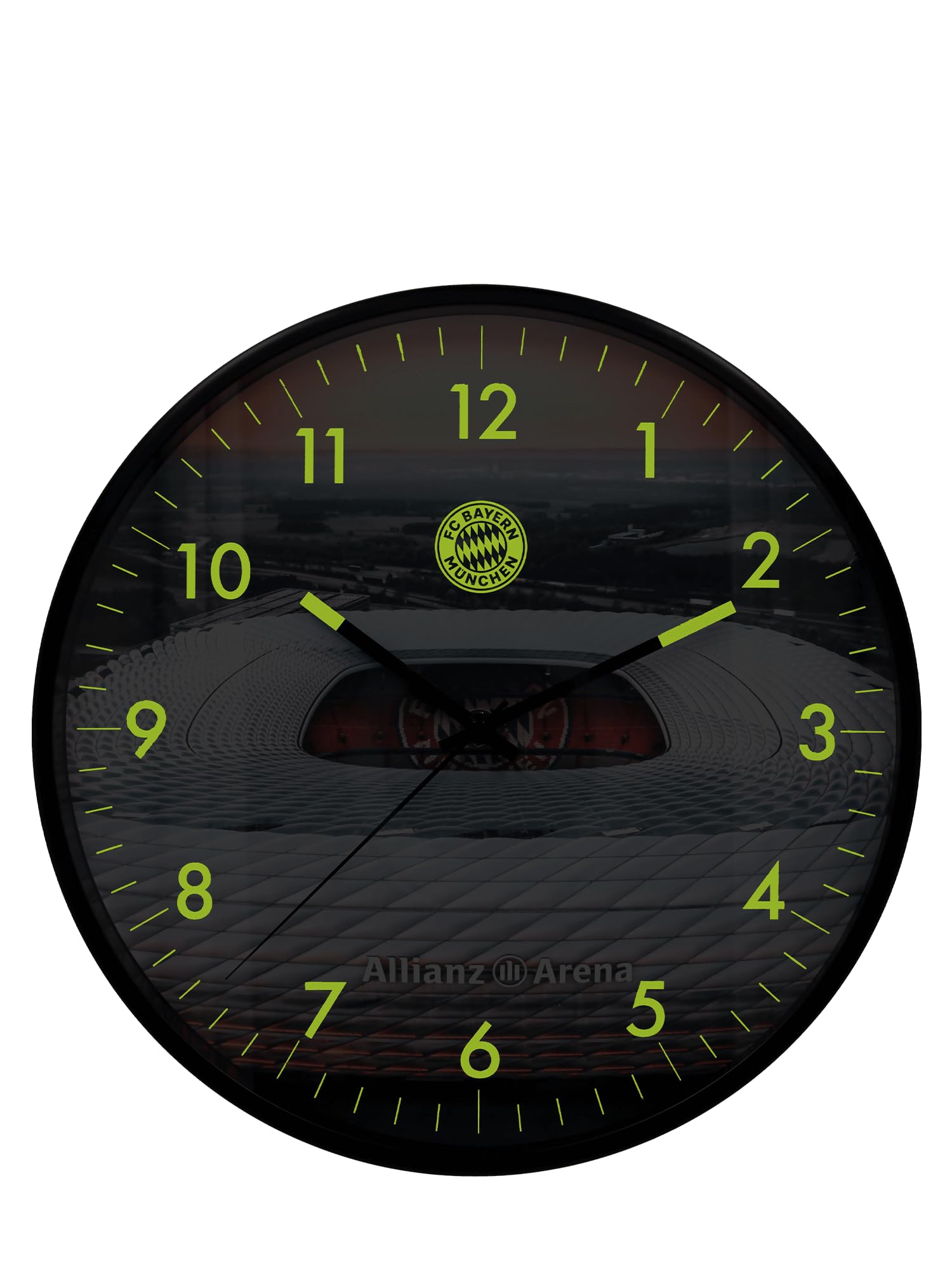 FC Bayern München I Wanduhr Glow in The Dark I Uhr I Leuchtet im dunklen I Schwarz
