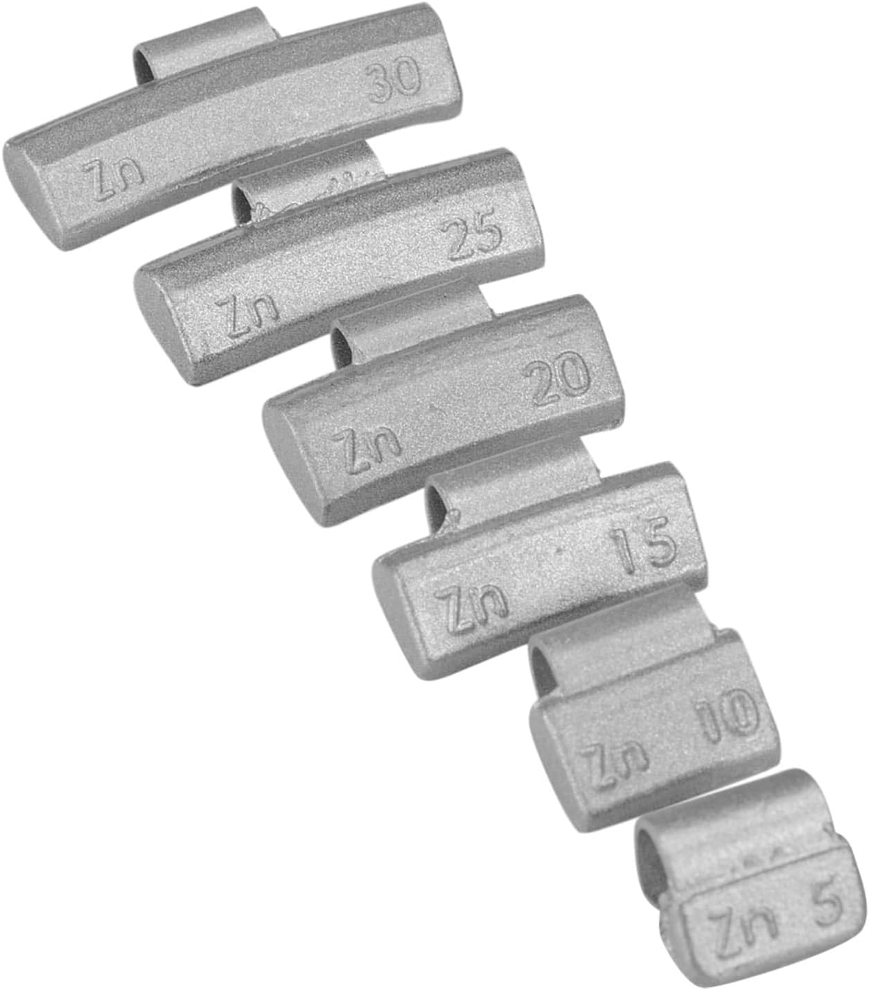 HASKYY 600 Pesos de Equilibrado de Percusión para Llantas de Aleación, Surtido de Contrapesos de Zinc de 5 g a 30 g, 100 Piezas por Medida | 600 Piezas, 6 Tamaños Incluidos, Para Llantas ALU, 100 Piezas por Peso, Surtido Completo
