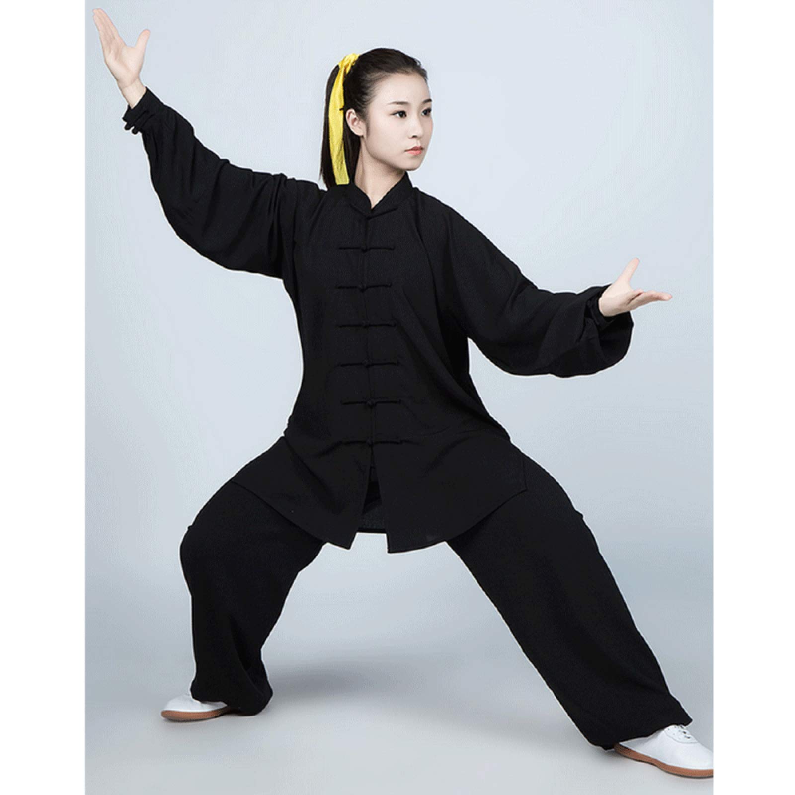 Uniforme di Tai Chi Donne Abbigliamento Kung Fu Uomini Abbigliamento per Arti Marziali,Black-M