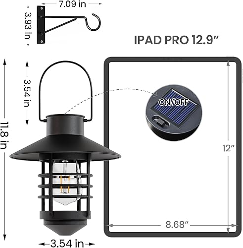 Miniatura 3 de Paquete de 2 faroles solares para exteriores, luces solares colgantes impermeables con kit de montaje en pared, faroles de plástico alimentados por