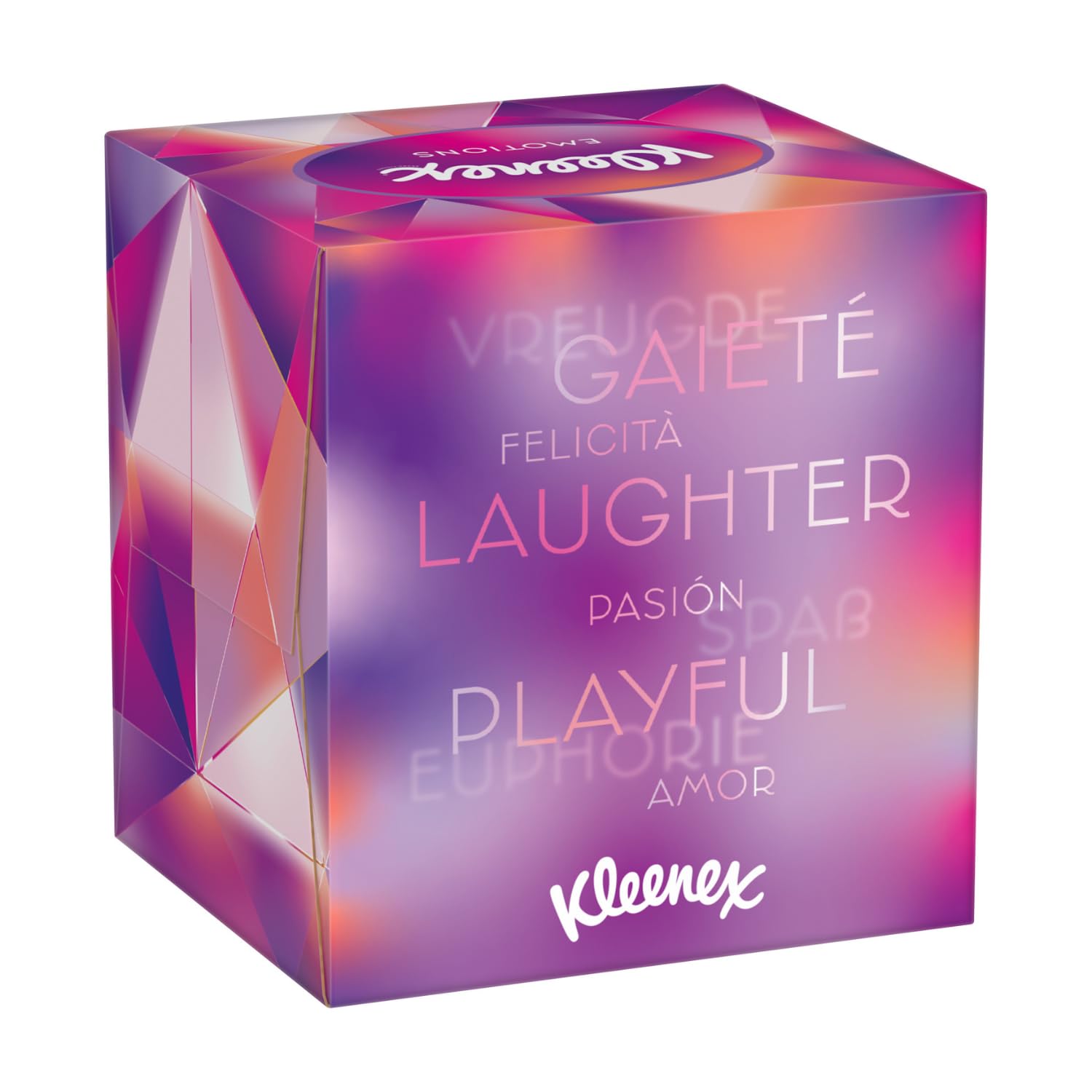 Kleenex Cubo Collection pañuelos de papel 12 cajas de 48 servicios cada una, contiene 4 diseños diferentes, Total 576 pañuelos