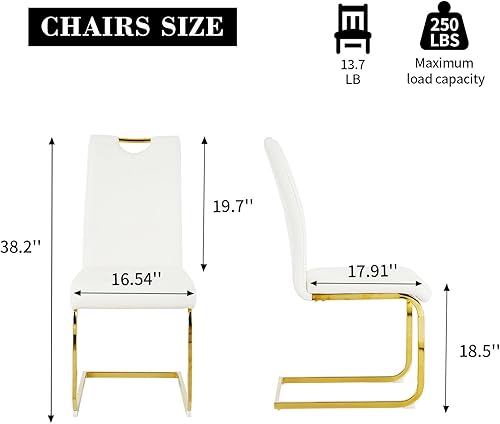 Miniatura 2 de yeag Juego de 4 sillas de comedor modernas, sillas de cocina y comedor, con patas cromadas de metal dorado y asiento tapizado de piel sintética,