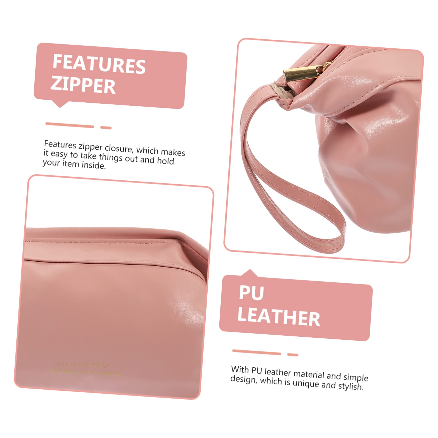Große Damen Kulturbeutel Kosmetiktasche aus Pu Leder Rosa