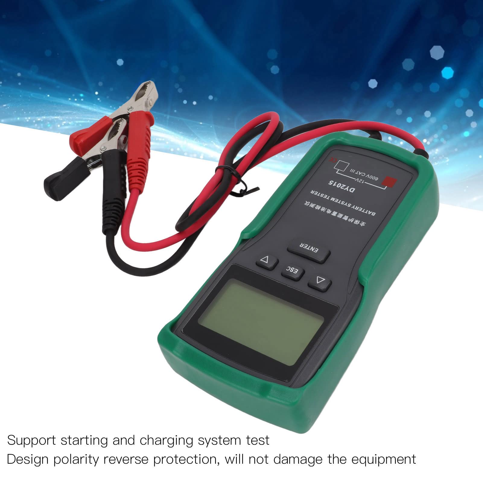 Marhynchus Tester Batteria, Protezione della polarità Inversa Rapida e Accurata, Materiale Durevole con Modello ABS DY2015 Automotive 12 V Ampiamente Applicazione per Camion, Automobili,