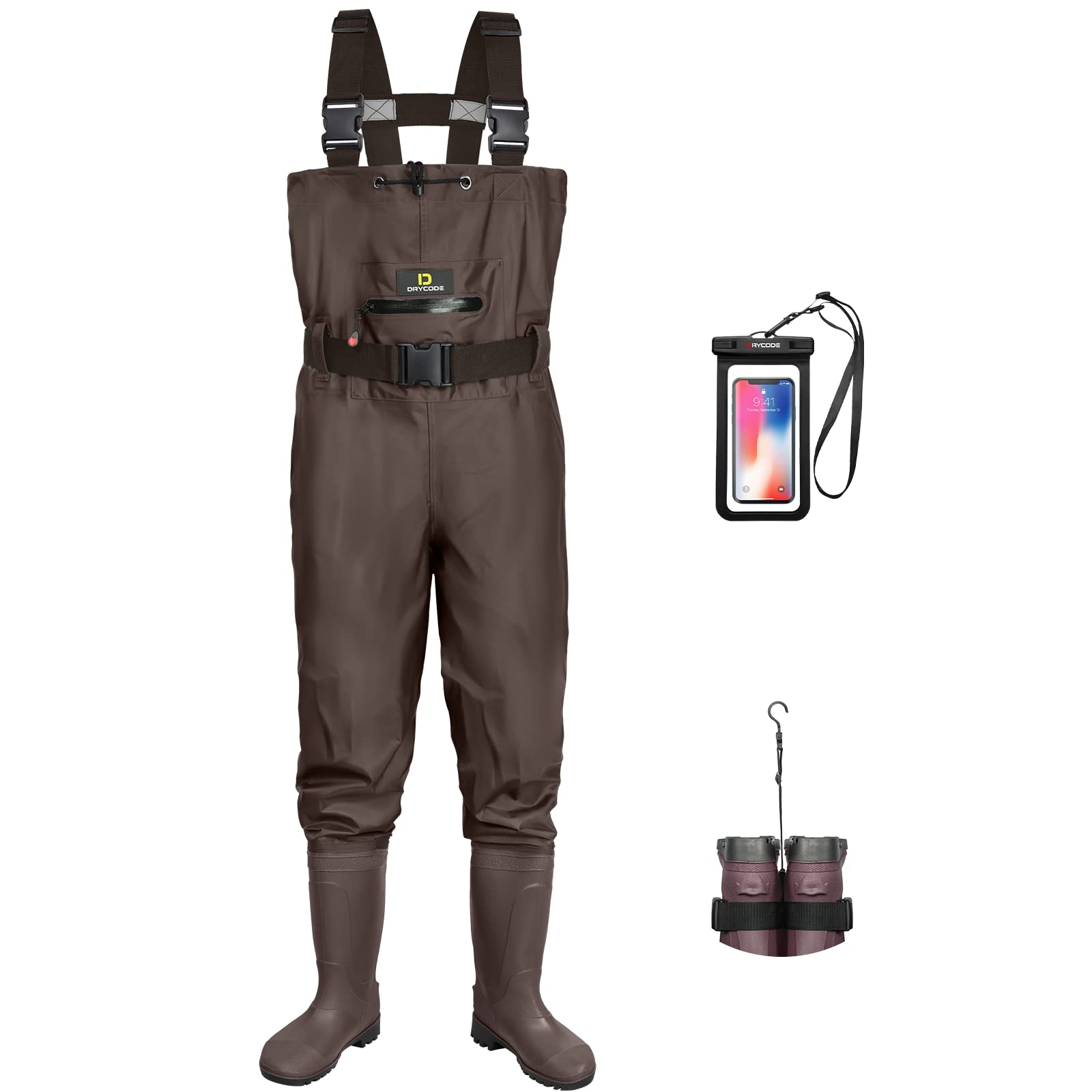 DRYCODE Waders for Men, Chest Waders for Men with Boots Waterproof, 2-Ply Nylon/PVC Women's Duck Hunting Waders for Fishing