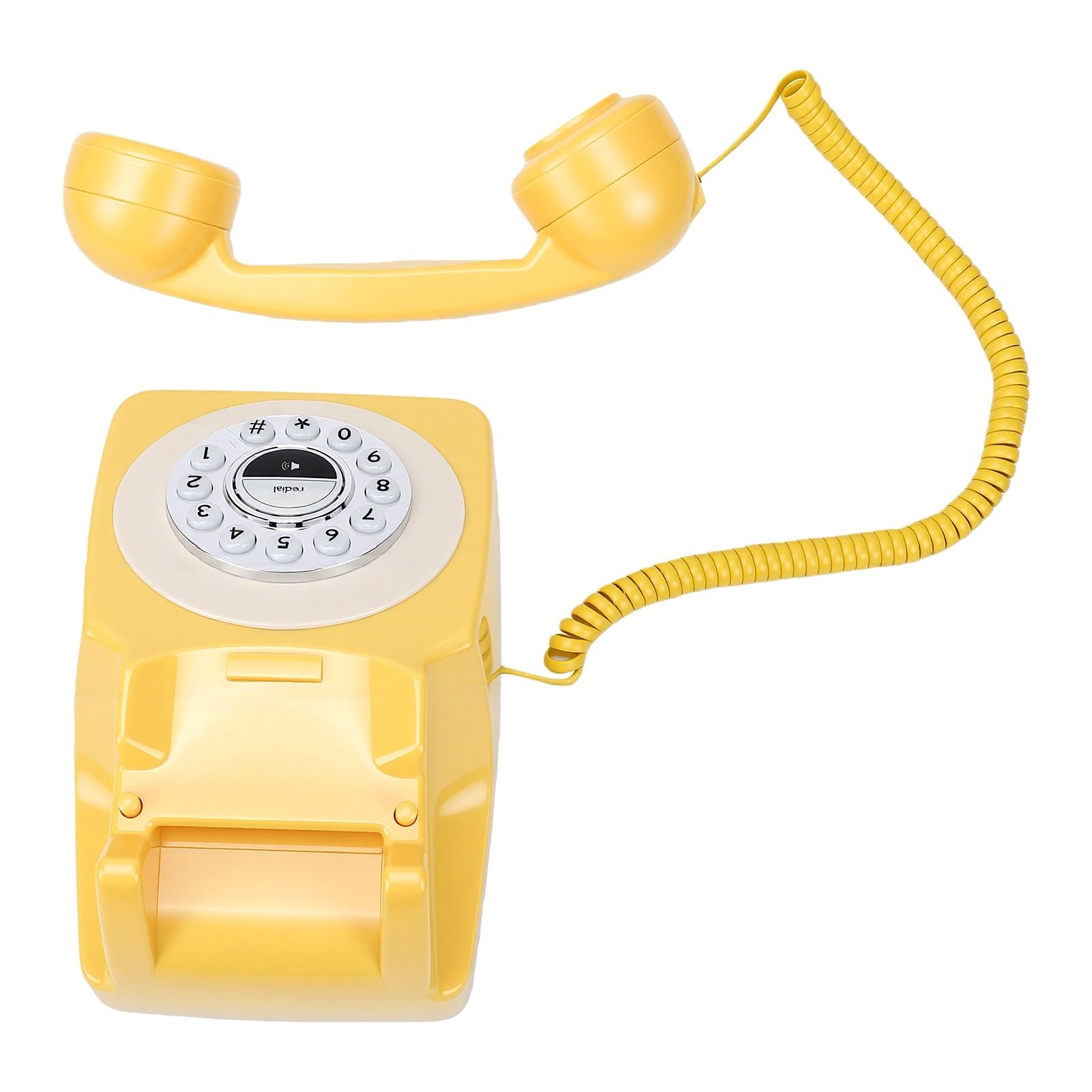 Annadue Telefono Bluetooth Cordless retrò con Ricevitore, Supporto per Chiamate in Vivavoce, Riproduzione Musicale e Ricarica Rapida per la Fissa dell'ufficio Domestico (YELLOW)