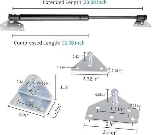 Miniatura 2 de Soporte de gas para casa con amortiguador de gas para ventana de armario de cama (79 libras, 20 pulgadas)