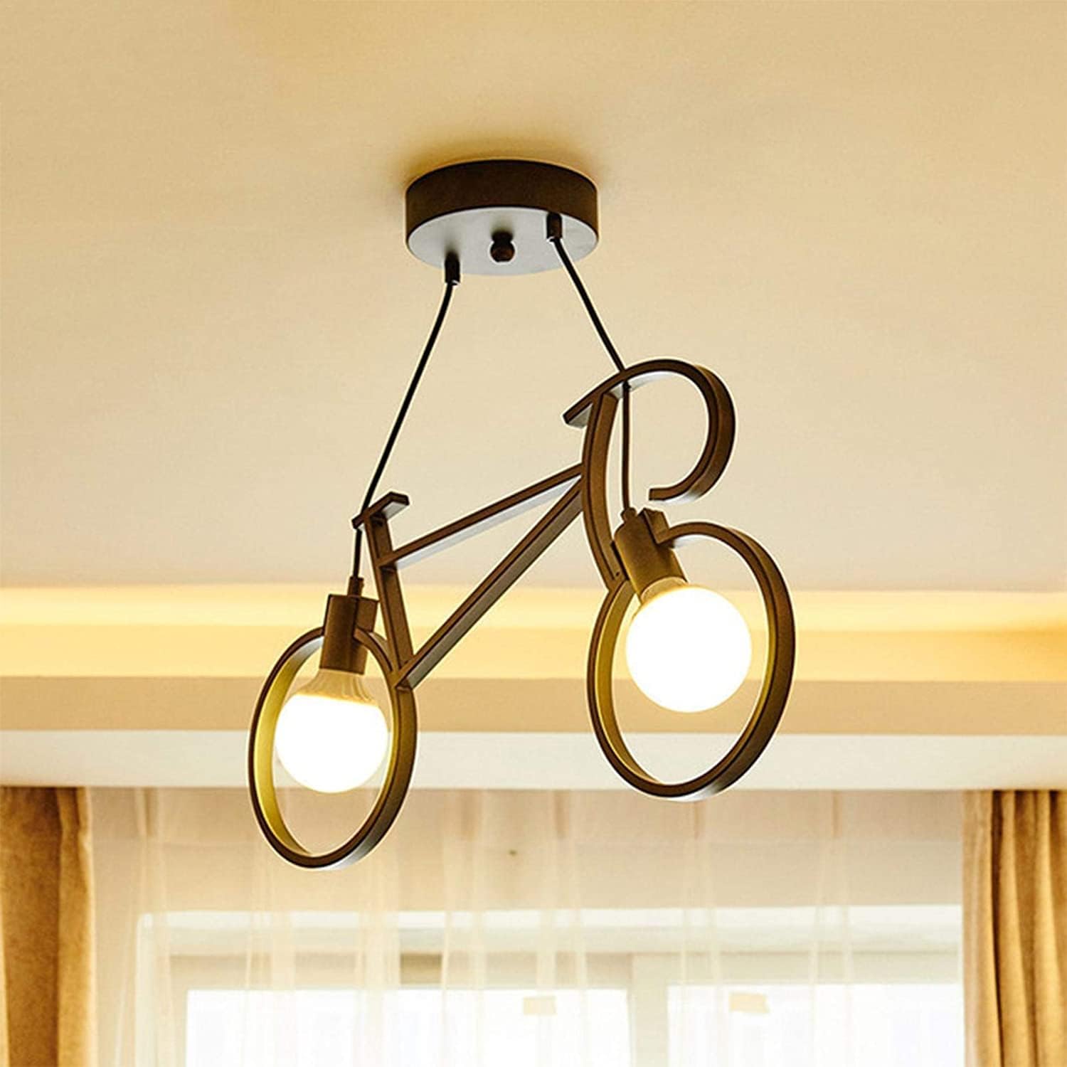 LEDSone Moderner Stil 2-Lichter Eisen Fahrrad Kronleuchter Verstellbar Hängende Fahrrad Anhänger Deckenleuchte Leuchte für Esszimmer Arbeitszimmer Flur Schlafzimmer Bar