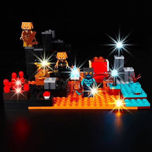 Kyglaring Kit de iluminación LED para Lego Minecraft The Nether Bastion Set 21185 (sin modelo)  Juego de luces compatible con juguete de acción de