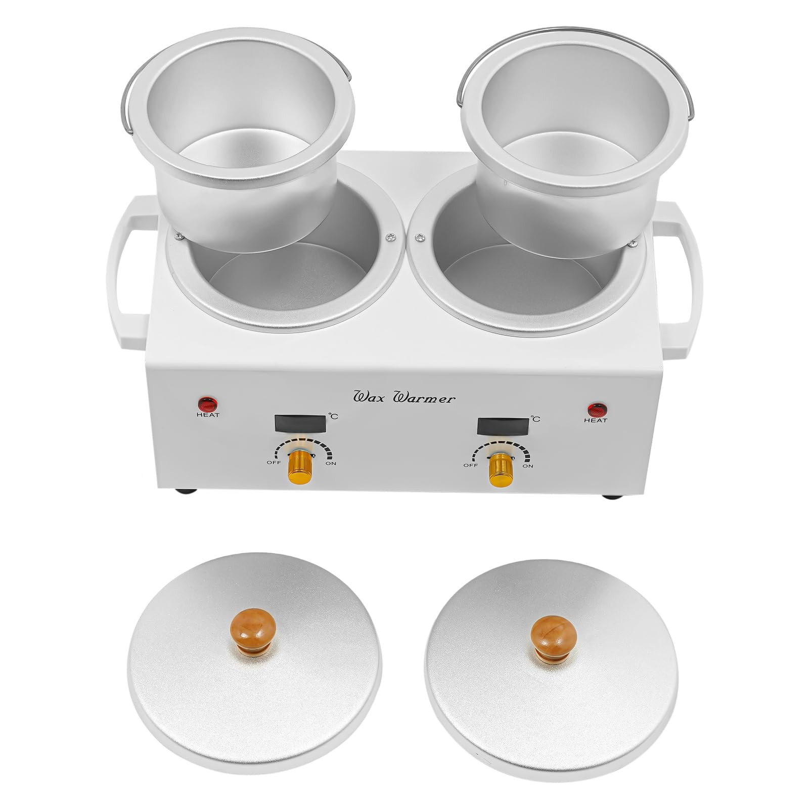 Podgrzewacz do wosku z podwójnym garnkiem, 100 W, z pojemnikiem 2 x 600 ml, regulowana temperatura 20-120°C, maszyna do podgrzewania wosku do gospodarstw domowych i salonów kosmetycznych