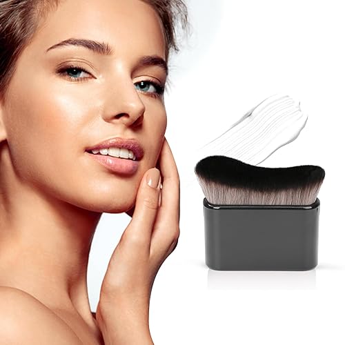 Miniatura 24 de UNIMEIX Brocha autobronceadora para protección solar, brocha de maquillaje corporal, aplicador de mezcla Kabuki, cepillo de belleza para Gris