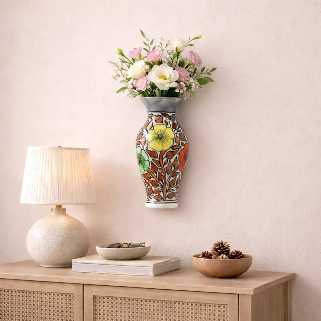 Ceramic Flower Wall Hanging - Brown -2