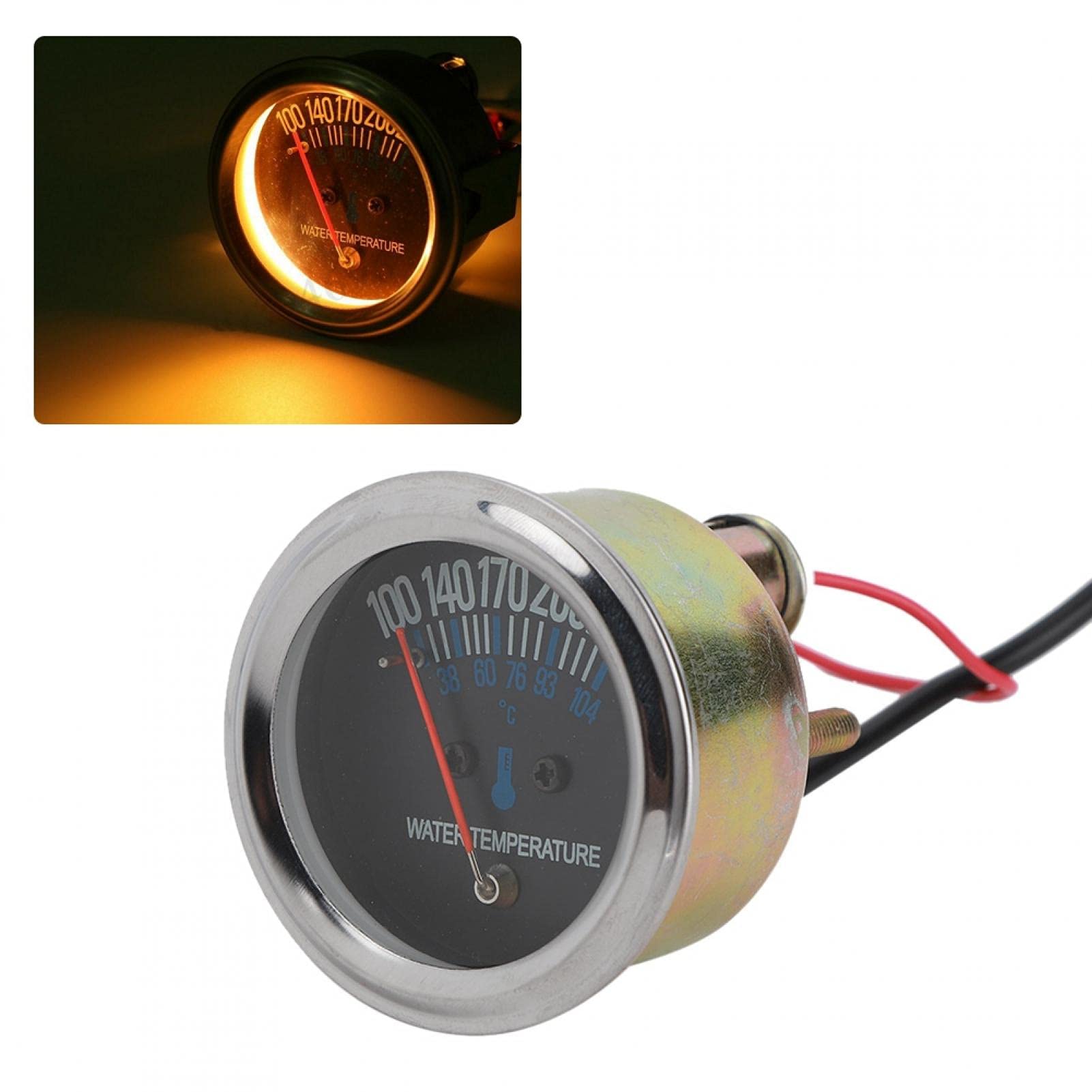 jauge de température de l'eau mécanique, Voiture en métal 52mm Kit de jauge de température de l'eau pour voiture, capteur de température mécanique marine 12v