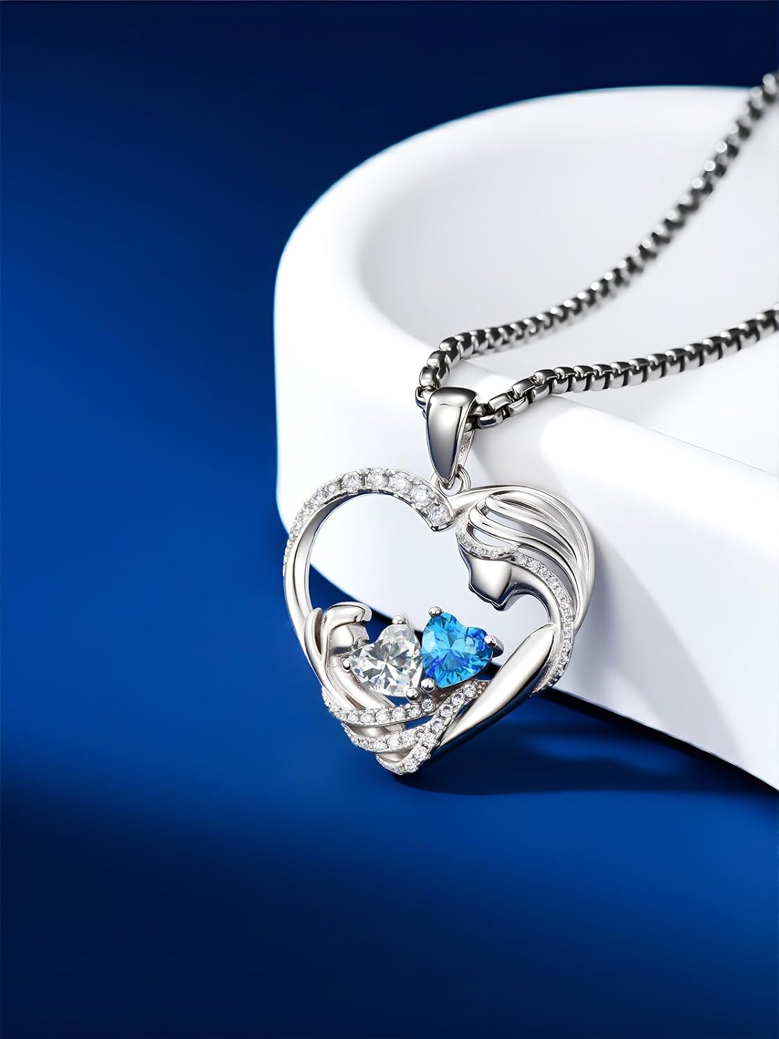 Birthday Day Gifts for Mother Double Birthstone Mother Child Pendant Necklace from Mom to Daugher Christmas Anniversary Mothers Day Gifts for Wife Sister Girlfriend Her