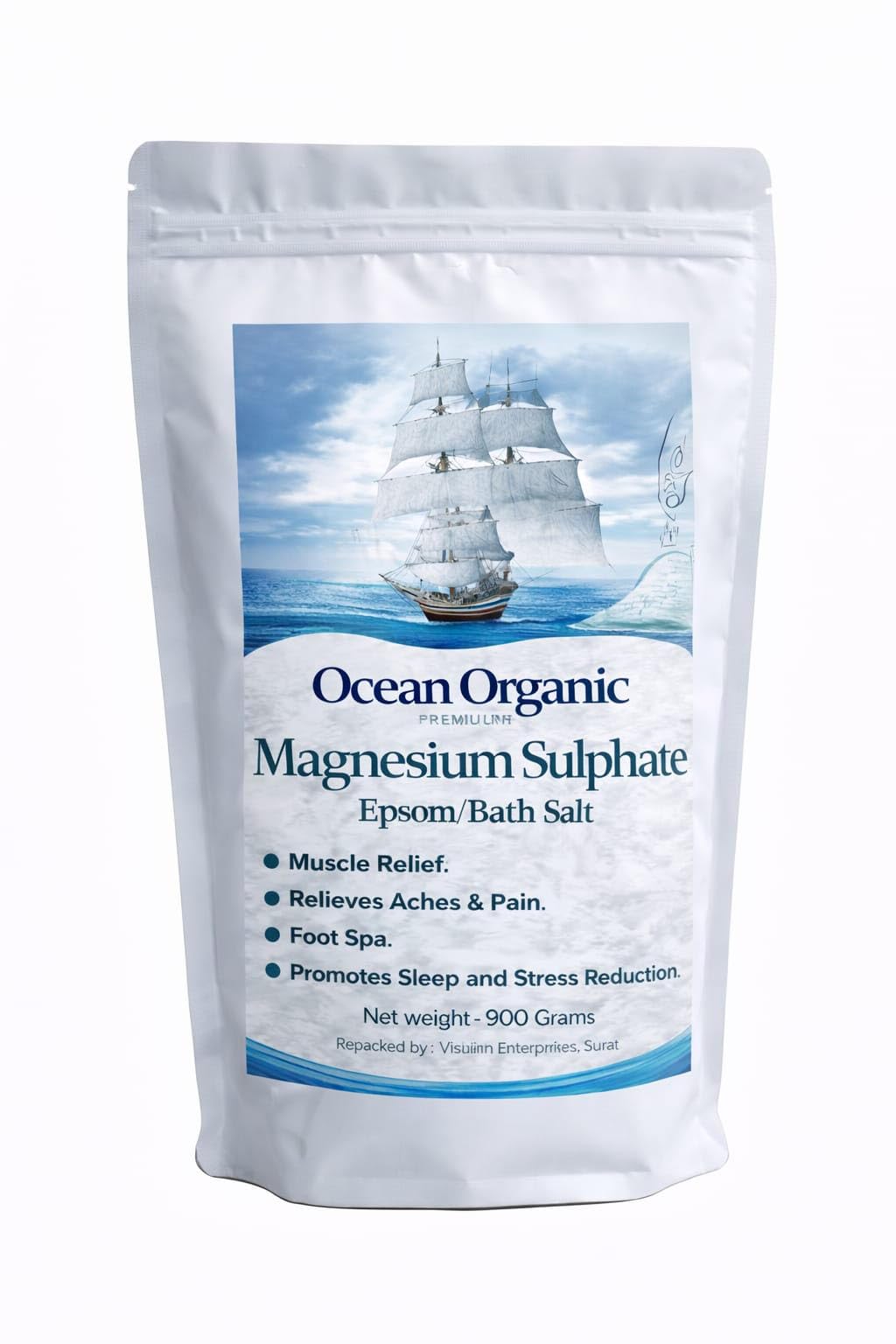 Ocean Organic Magnesium Sulphate Epsom Bath Salt for Muscle Soak and Foot Spa 900 Grams Premium Grade Crystals for Relaxation and Skin Care-image-44