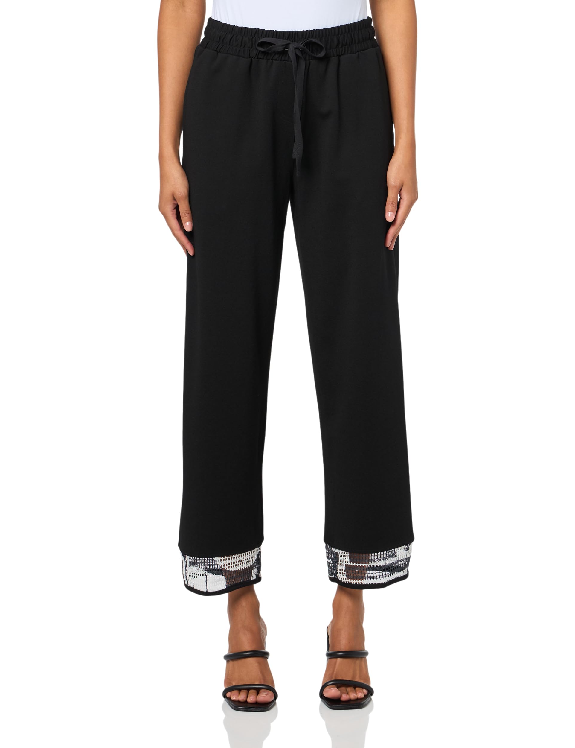 MULTIPLES Womens Drawstring Elastic Waist Inseam Pocket Ankle Pant with Hem Band