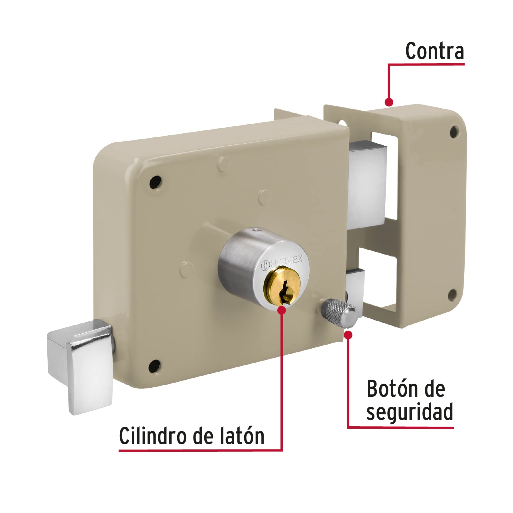 HERMEX rim lock, classic, easy-install, left, blister