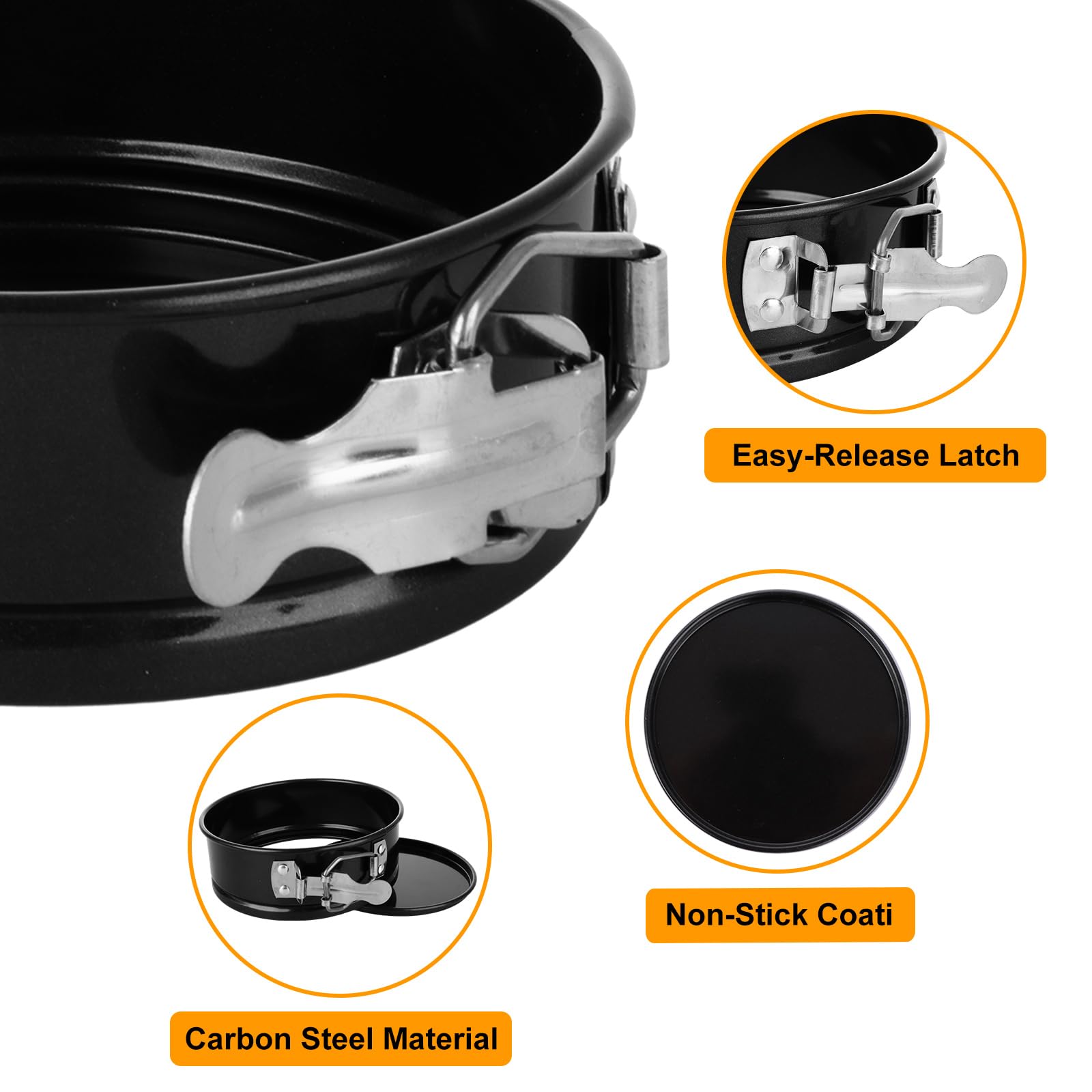 Lot de 8 mini moules à gâteau pour la cuisson, 10,2 cm avec fond amovible, petits moules à gâteau au fromage antiadhésifs pour tarte, cheesecake, pizzas, quiches