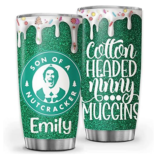 Personalized Elf Christmas Movie Tumbler, Elf Son of a Nutcracker Hot Cocoa Tumbler Cup, Xmas Gift For Adults Woman Men Friends 20oz 30oz Insulated Coffee Stainless Steel Travel Mug Tumbler with Lid