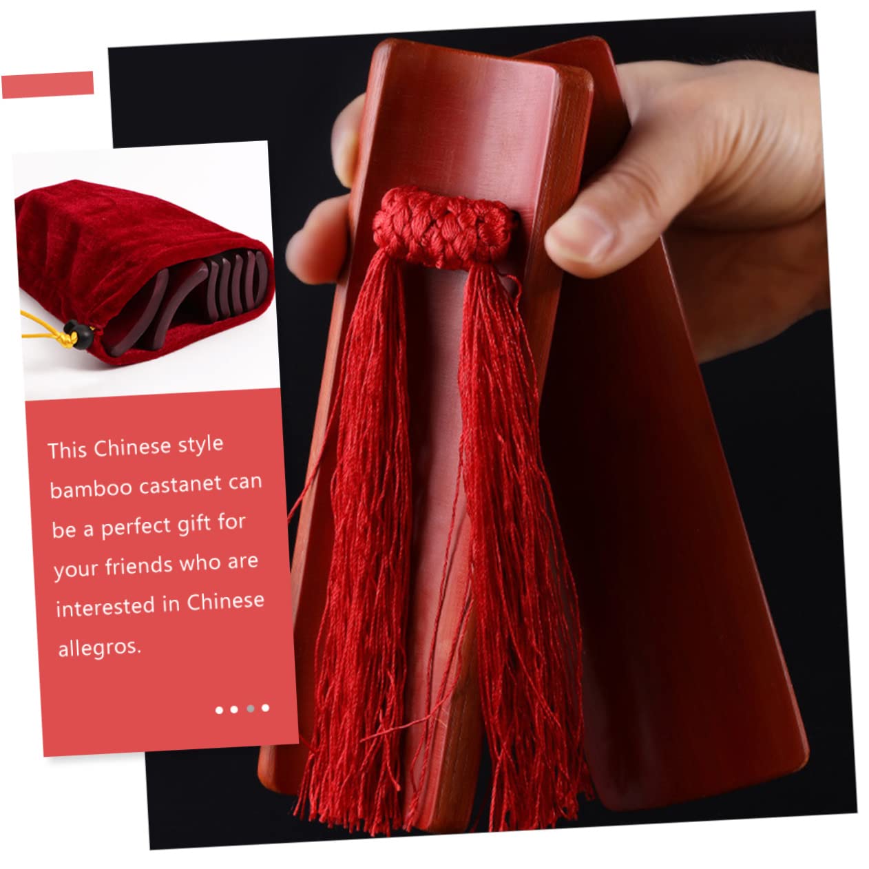 GOOHOCHY 1Pair Traditional Clappers Percussion Instrument for Adults and Smooth Edges for Practice and Performances Present for Music Lovers