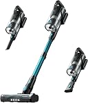 Klarpul Aspirateur sans fil, 650W 55KPA 70Mins Nettoyeur à vide à charge rapide, autoportant LED Aspirateur d'écran tactile pour la maison légère, pour les cheveux/carpet/floor, Cyan