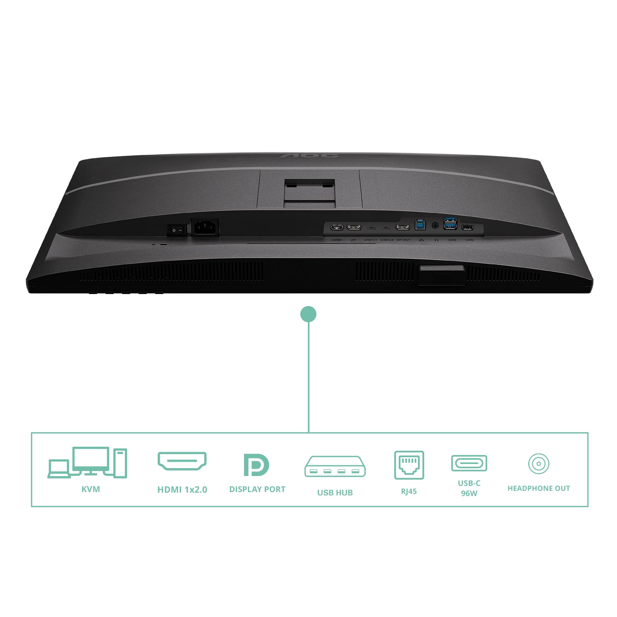 AOC Q27P4CV Monitor 27 Pulgadas 120Hz Panel IPS, 4ms GtG, HDR Mode, Adaptive Sync, Altavoces, Altura Ajustable, (2560x1440 HDMI 1x 2.1 TMDS DP 1x 1.4 USB Hub) Negro