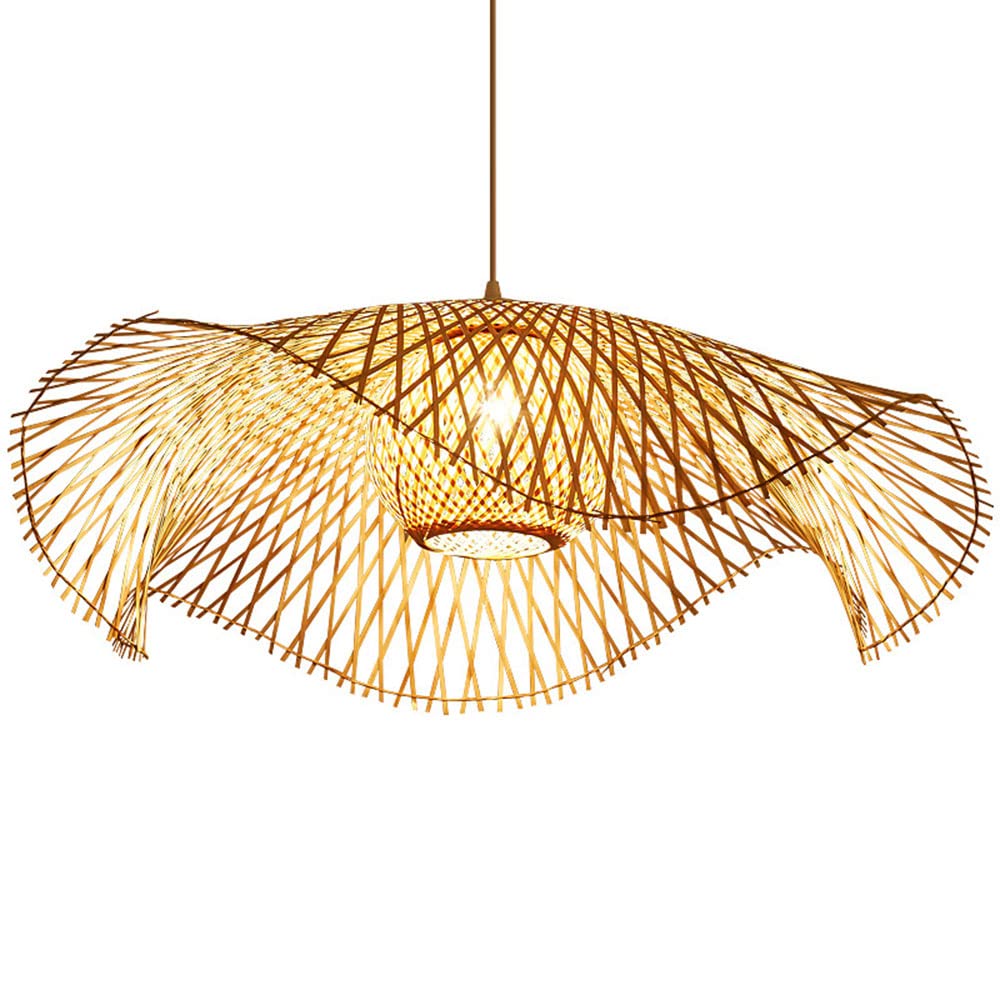 OZBMA 55cm Large Size Pendant Light Shade Modern Handmade Hanging Lamp for Living Room Creative Woven Wicker Rattan Ceiling Lamp, Chandelier Lighting Fixture Bedroom, Kitchen Island (size_name 65CM)