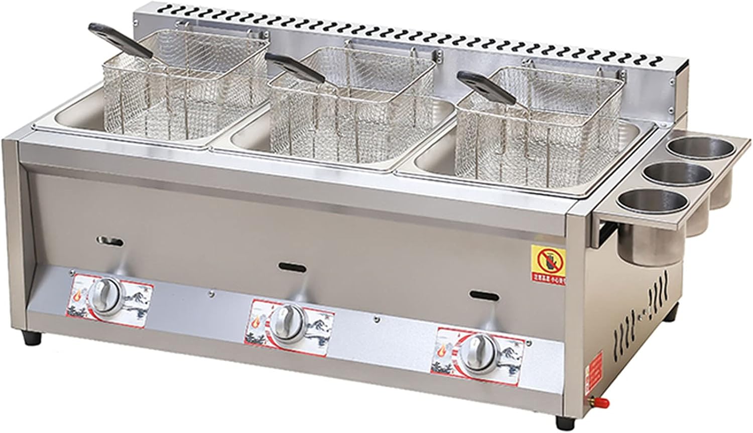 Fryer, Stainless Steel LPG Fryer, Commercial Multifunction Gas Fryer, Freestanding Temperature Control, Food Grade Stainless Steel, Home and Commercial
