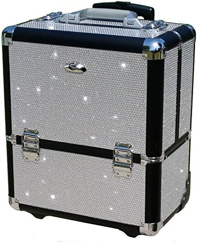 PRO Clever Makeup Artist Rolling Train Case w/ 8trays- Silver Bling- ON SALE!