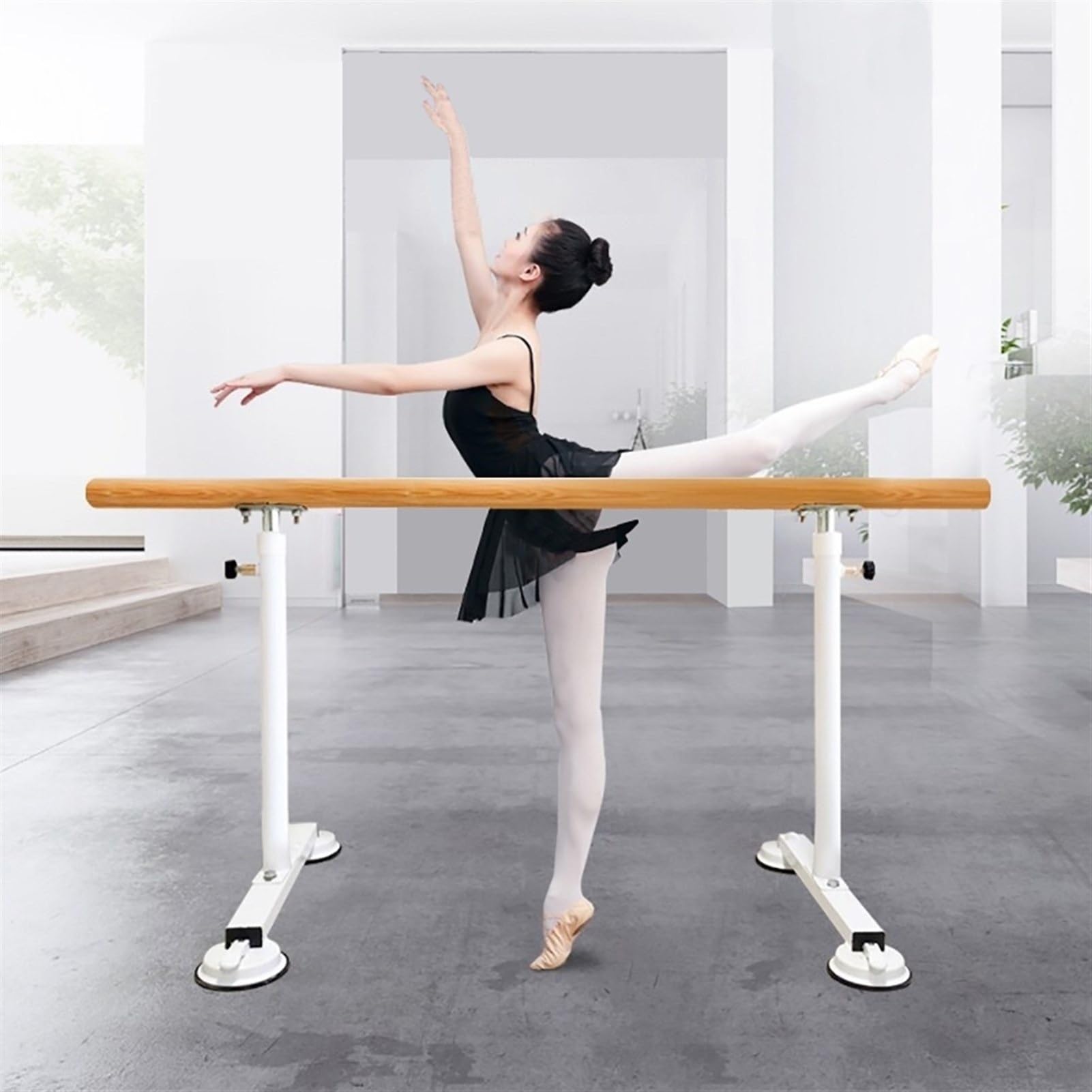 Ballettstangen, verstellbare Tanzstangen, einzigartige Ballettstangen aus Holz, 1,5 Meter lang, professionelle tragbare Mobile Ballettstangen mit stabilen Fußpo,