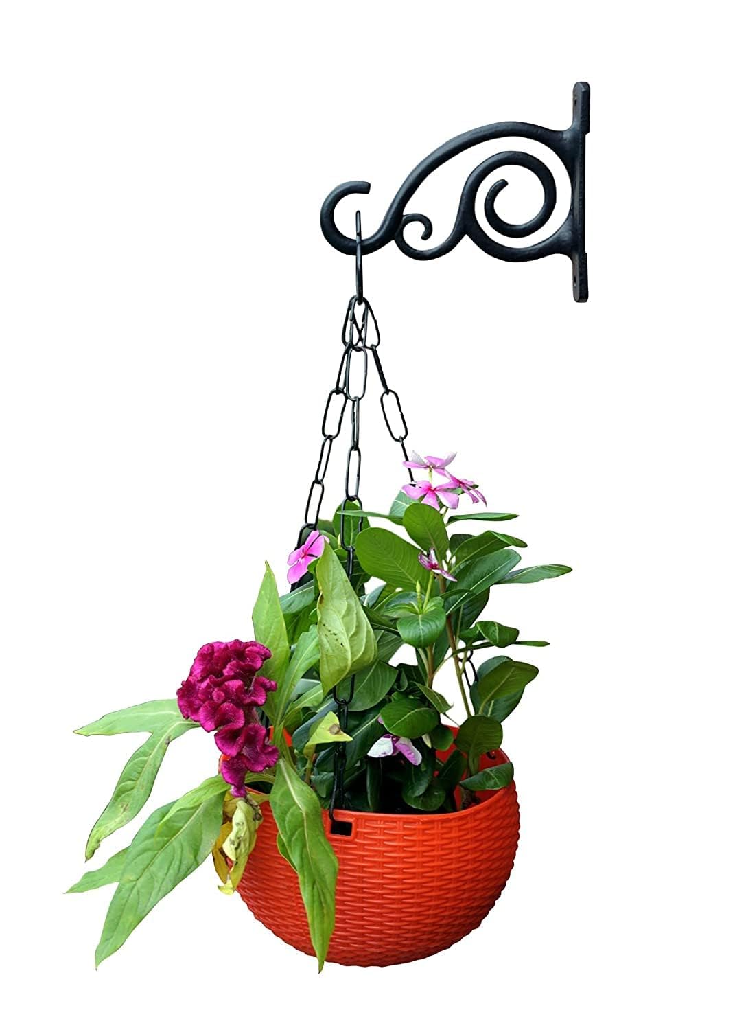 Rival 5-Inch Outdoor Indoor Decorative Iron Wall Hanger for Hanging Lanterns Plants Solar Lights, Planters, Lanterns, Macrame, Wind Chimes Indoor Outdoor, Black (Stylish, 4) (Stylish, 1)