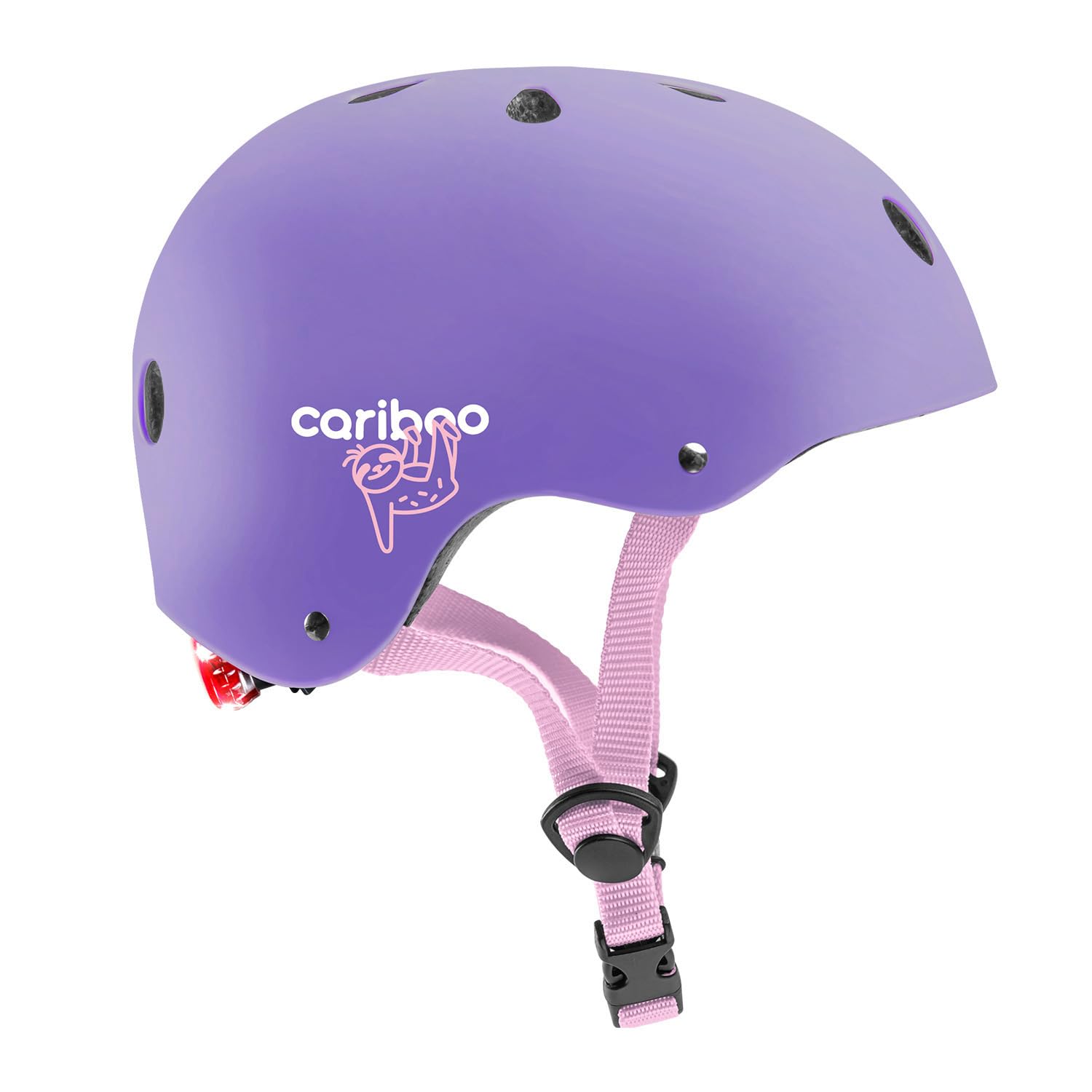 Cariboo Kask Rowerowy Dla Dzieci Kask Dla Dziewczynki i Chłopca Wytrzymały Ze Śwatłem LED Na Rower Hulajnogę Rolki XS/S 48-52 cm Liliowy/Różowy