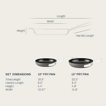 All-Clad E7859064 HA1 Hard Anodized Nonstick Dishwasher Safe PFOA Free 10-Inch & 12-Inch Fry Pan Cookware Set, 2-Piece, Black