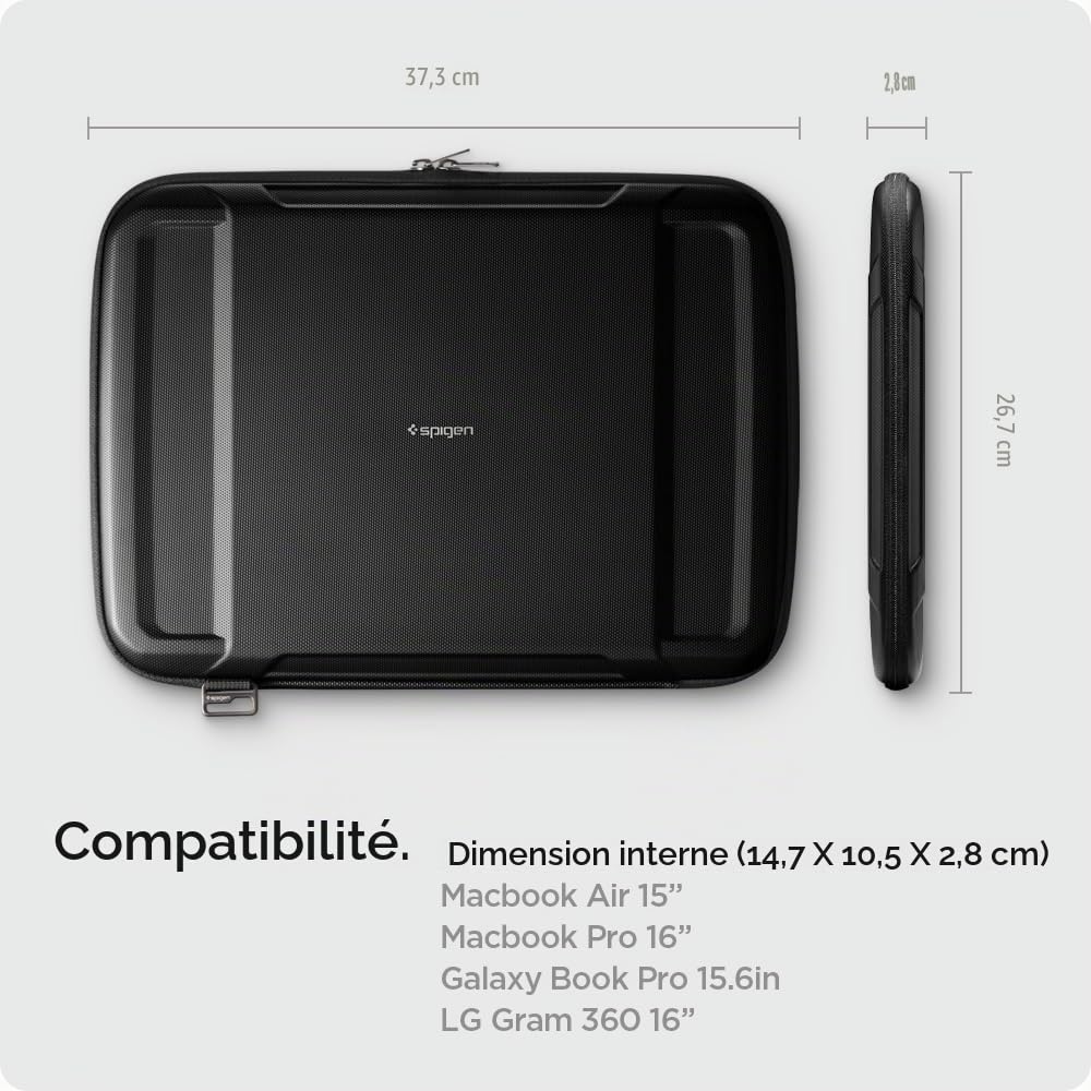 Spigen Rugged Armor Pro Housse pour Ordinateur Portable Compatible avec MacBook 16 Pouces (M5 Pro/Max 2026, M5, M4, M3, M2, M1) et Ordinateurs Portables 16 Pouces - Noir