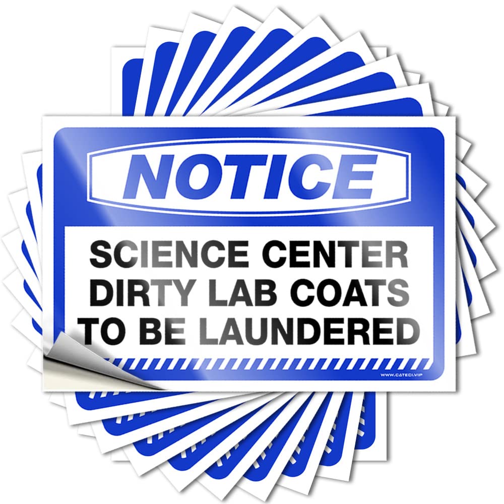 Funny Car Decals Notice Science Center Dirty Lab Coats to Be Laundered Stickers 10 Pcs Prank Stickers Custom Decals Stickers(8X12CM)